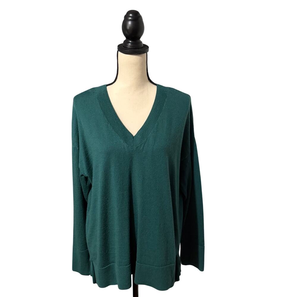 Banana Republic Womens Teal V-Neck Sweater Sz M Classic Preppy Minimalist Layers